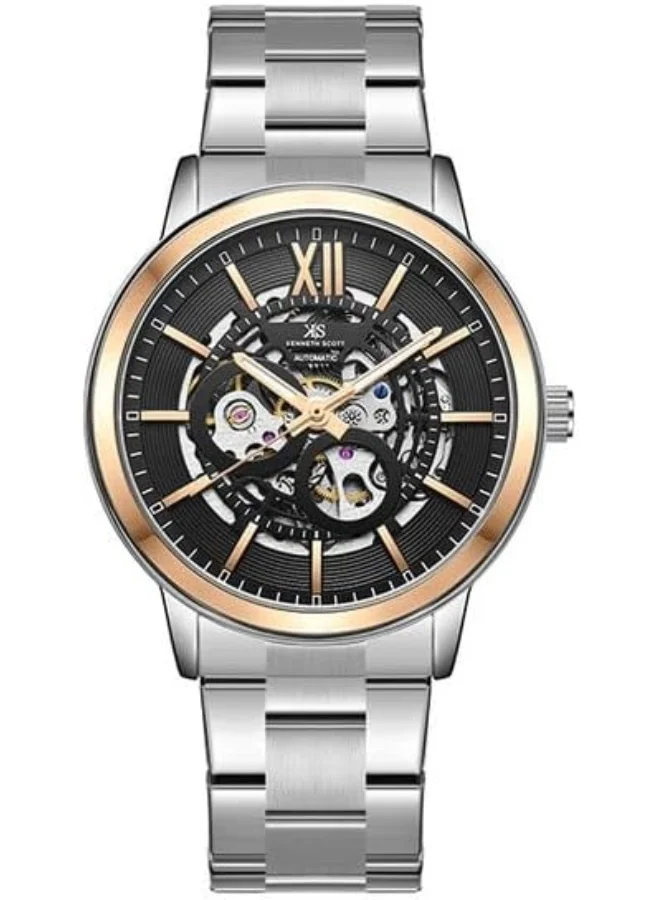 KENNETH SCOTT Kenneth Scott Men'S Dd2405As Movement Watch, Automatic Display And Stainless Steel Strap - K24324-Kbsn, Silver