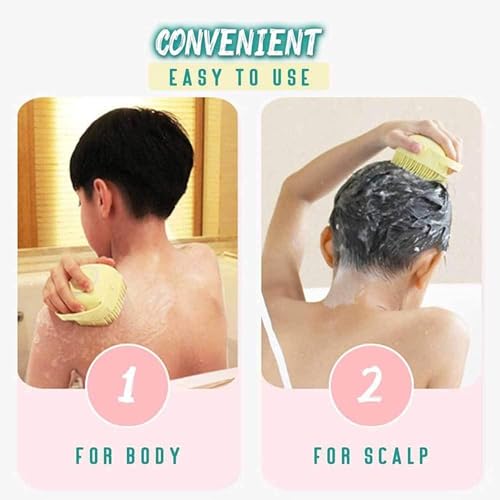 FIGMENT Soft Silicone Bath Body Brush For Men and Women, Deep Nourishing Cleansing, Exfoliation, Dirt Removal, BPA-Free, Back Scrubber, Lather Boosting Bristles, No-Slip Grip (Multicolor, 2 Pcs) - Image 2