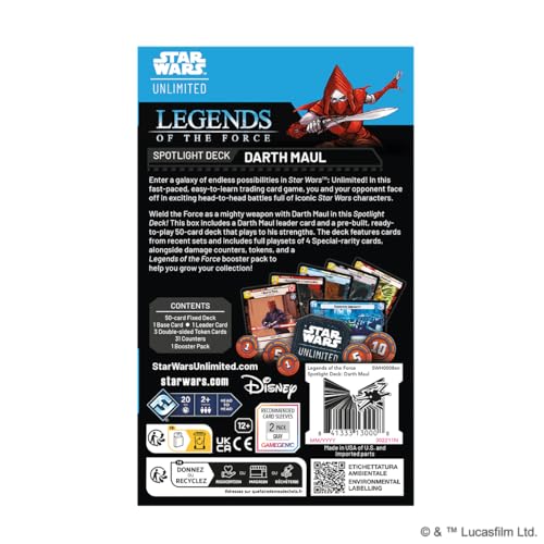 Asmodee Star Wars: Unlimited Tcg Legends Of The Force Darth Maul Spotlight Deck - Ready-To-Play 50-Card Deck With Exclusive Cards  Ages 12+  2+ Players  20 Minute Playtime - Image 3