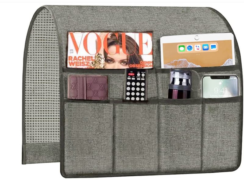 Iwtmm Iwtmm Remote Holder Sofa Armrest Organizer NonSlip Arm Chair Caddy for Recliner Bedside Caddy Storage with 6 Pockets for Cell Phone TV Remote Control Magazines Gray 