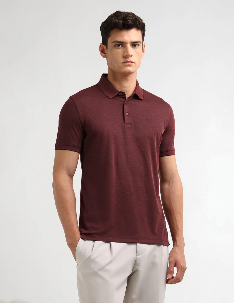 Arrow Red Solid Regular Fit Polo Shirt for Men | Best Price UAE