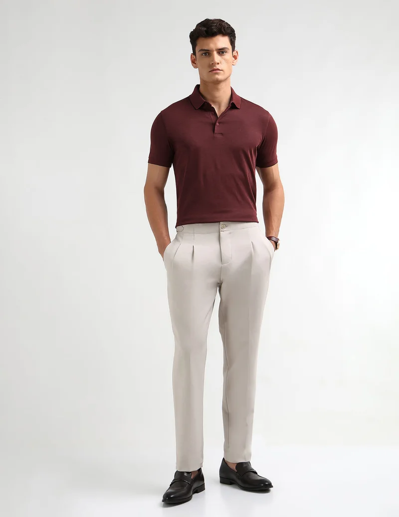 Arrow Red Solid Regular Fit Polo Shirt for Men | Best Price UAE