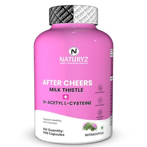 NATURYZ After Cheers Fatty Liver & Alcohol Detox Supplement with Milk Thistle, N-Acetyl Cysteine (NAC), Green Tea & Beetroot | Advanced Liver Health, Hangover Recovery | Helps detox After Drinking | 60 Vegetarian Capsules - Image 1