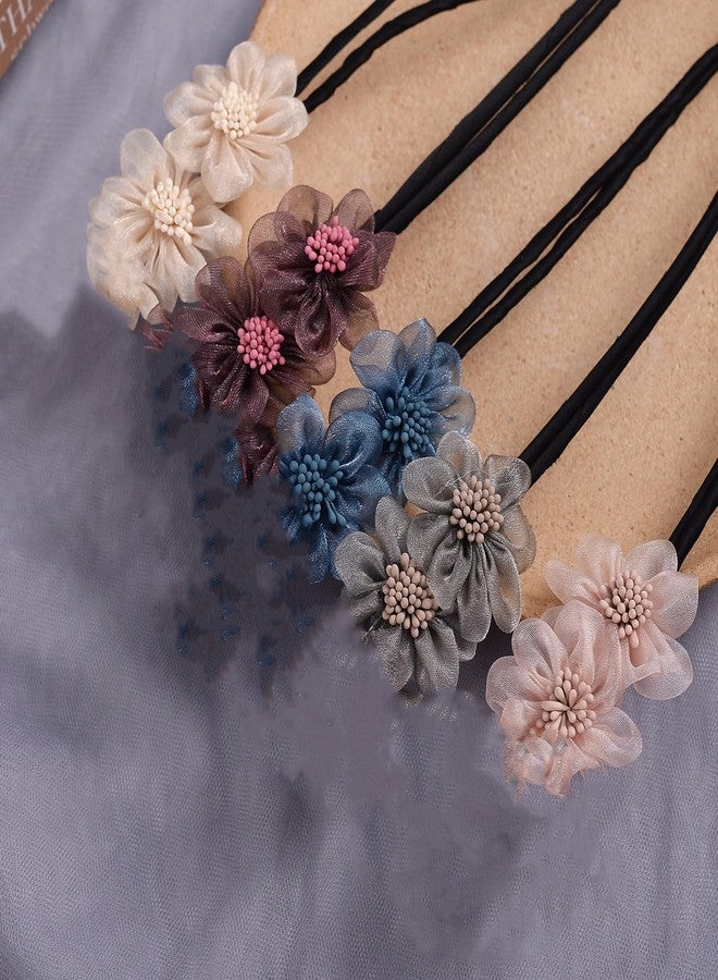 DHANABAPA 3 Pcs Flower Hair Clips for Women Girls, Korean Style Hairpins with Pearl Center, Decorative Floral Hair Accessories for Wedding Party Festive Look Bun Juda Clip for Long Hair - Mutlicolor. - Image 5