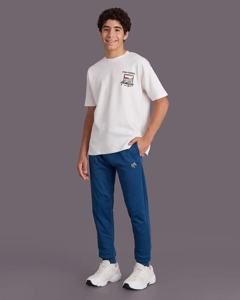 REDTAG Senior Boys Blue Plain Active Pants