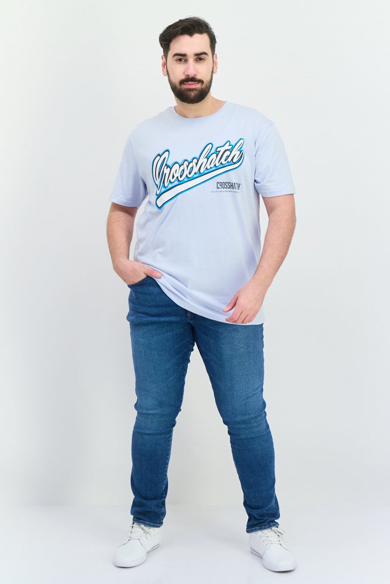 CROSSHATCH Men Crew Neck Short Sleeves Graphic Printed T-Shirt, Light Blue - Image 4