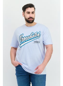 CROSSHATCH Men Crew Neck Short Sleeves Graphic Printed T-Shirt, Light Blue  - Image 1