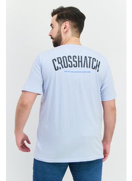CROSSHATCH Men Crew Neck Short Sleeves Graphic Printed T-Shirt, Light Blue  - Image 3