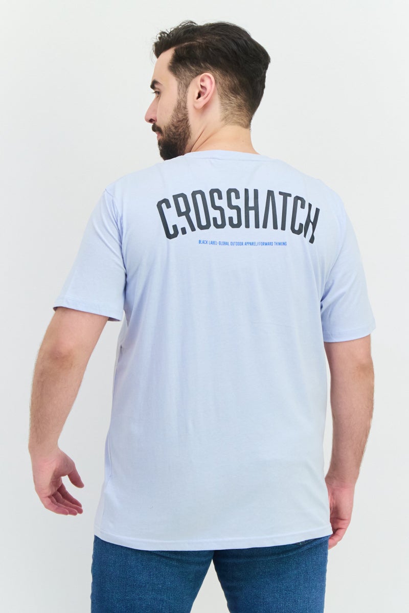 CROSSHATCH Men Crew Neck Short Sleeves Graphic Printed T-Shirt, Light Blue - Image 3