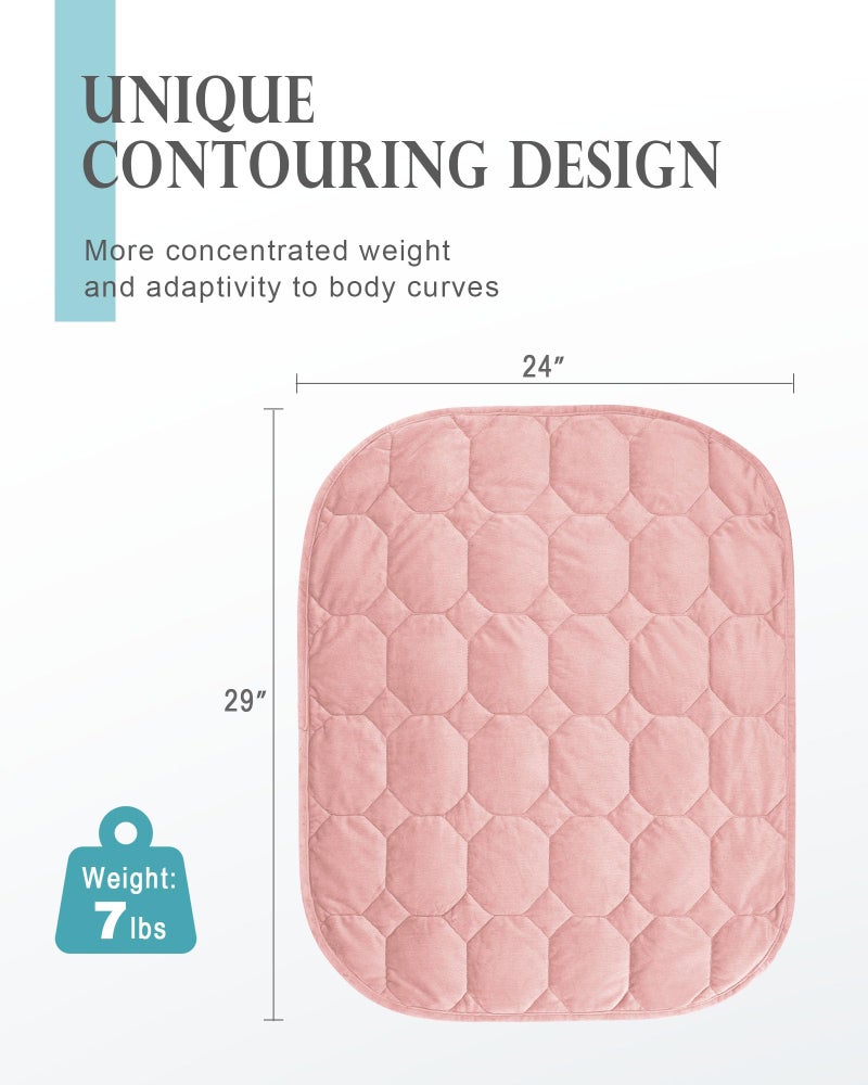 Cottonblue Weighted Lap Blanket 7lbs, Cozy Luxury Crystal Velvet Weighted Blanket for Adults, Small Weighted Blanket for Relaxation, Sleeping, Travel, Dull Pink, 29" x 24" - Image 3