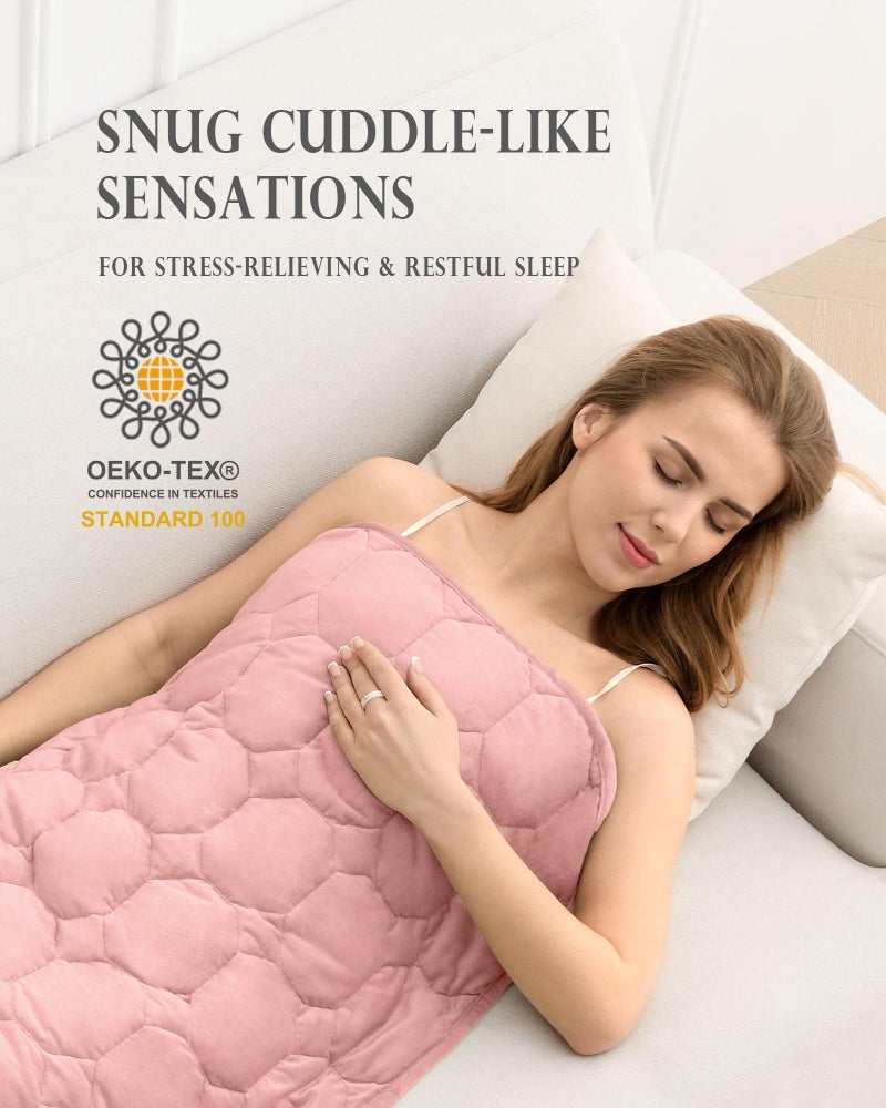 Cottonblue Weighted Lap Blanket 7lbs, Cozy Luxury Crystal Velvet Weighted Blanket for Adults, Small Weighted Blanket for Relaxation, Sleeping, Travel, Dull Pink, 29" x 24" - Image 2