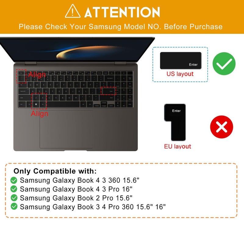 CaseBuy Keyboard Cover for 2025 2024 2023 Samsung Galaxy Book 5 4 3 360/Pro 360 15.6" &16", NP960XFG NP964XFG NP754XFG NP950XED NP950QDB Keyboard Protector -Ombre Mint - Image 2