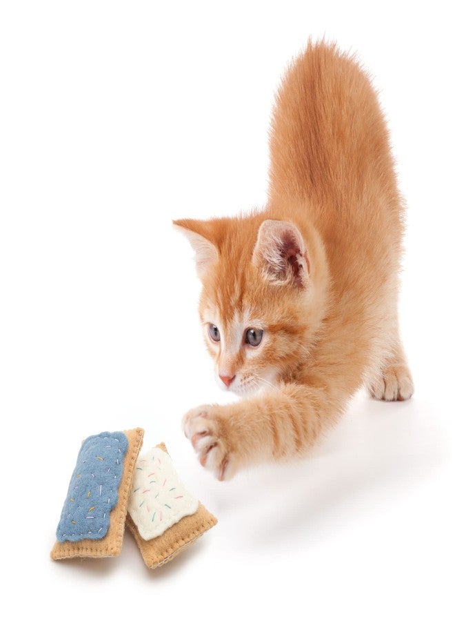 Glaciart One Wool Pop Tart Cat Toy Set with Catnip (2PCS) | for Interaction & Boredom Relief, Encourages Cats to Exercise & Play | Filled w/Organic Catnip to Help Sooth or Reduce Anxiety - Image 4