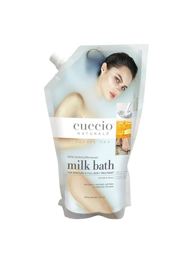 Cuccio Naturale Milk Bath Main-Pedi - Soothing, Effervescent Soak - Leaves Skin Smooth, Nourished And Hydrated - For Manicures, Pedicures And Full Body Treatments - Infused With Honey - 32 Oz