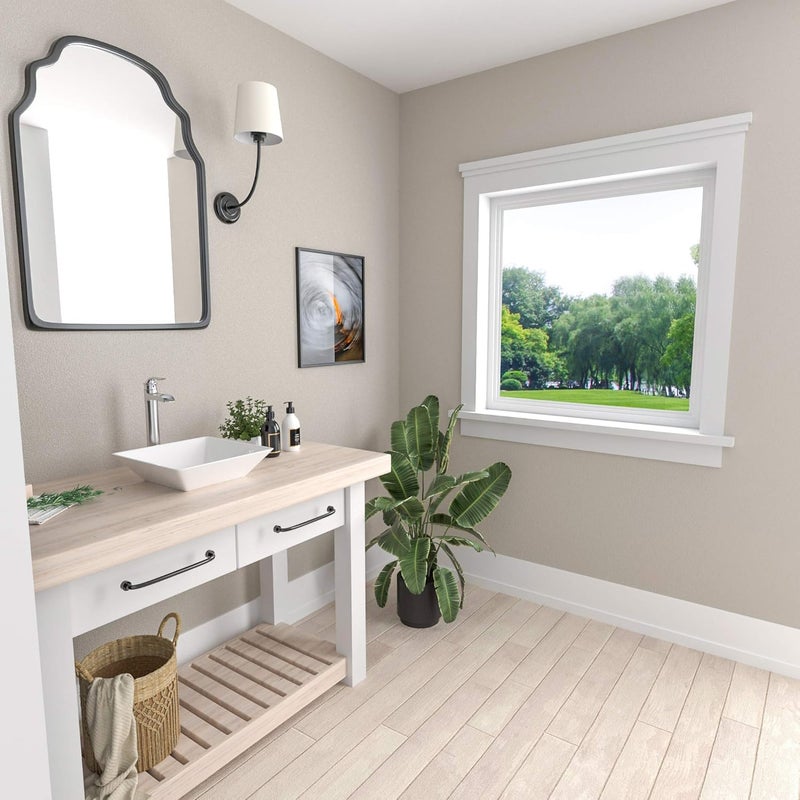 Mocoloo White Vessel Sink 16 x 16 Inch Square Ceramic Bathroom Sinks Above Counter Porcelain Vanity Top Sinks Square Countertop Modern Bathroom Sink 16 Inch Single Art Basin - Image 4
