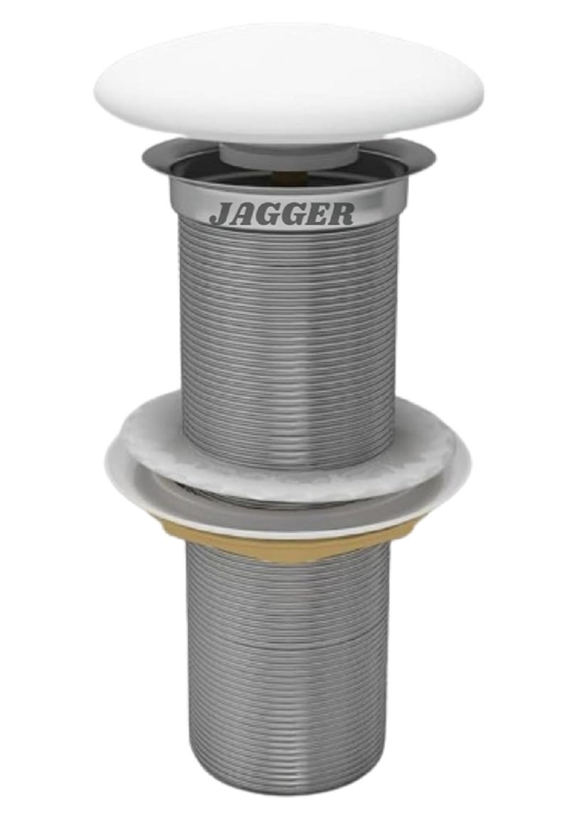 JAGGER JAG132 وصلة حوض الغسيل من النحاس والفولاذ المقاوم للصدأ مع تشطيب لامع مقاوم للتآكل للاستخدام في المنزل/المكتب/الحمام ([ 3" بوصة ]، سيراميك أبيض، 1) - Image 1