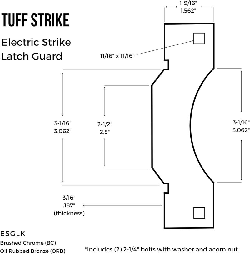 TUFF STRIKE Steel Latch Guard Plate for Outswinging Doors | Electric Strike Door Guard | Low Profile Latch Shield | Anti Pry Door Security | Oil Rubbed Bronze - Image 2
