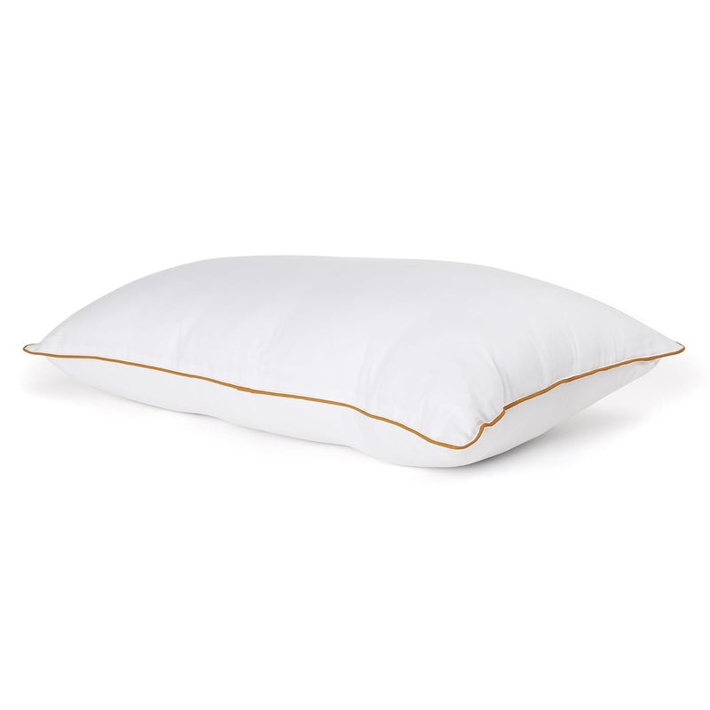 Elarra Home Bounce Pillow White Mustard Yellow Piping Size 43 cms x 68 cms 300TC Cotton Fabric Virgin Grade Fabric 750 GMS Machine Washable Set of 1 - Image 3