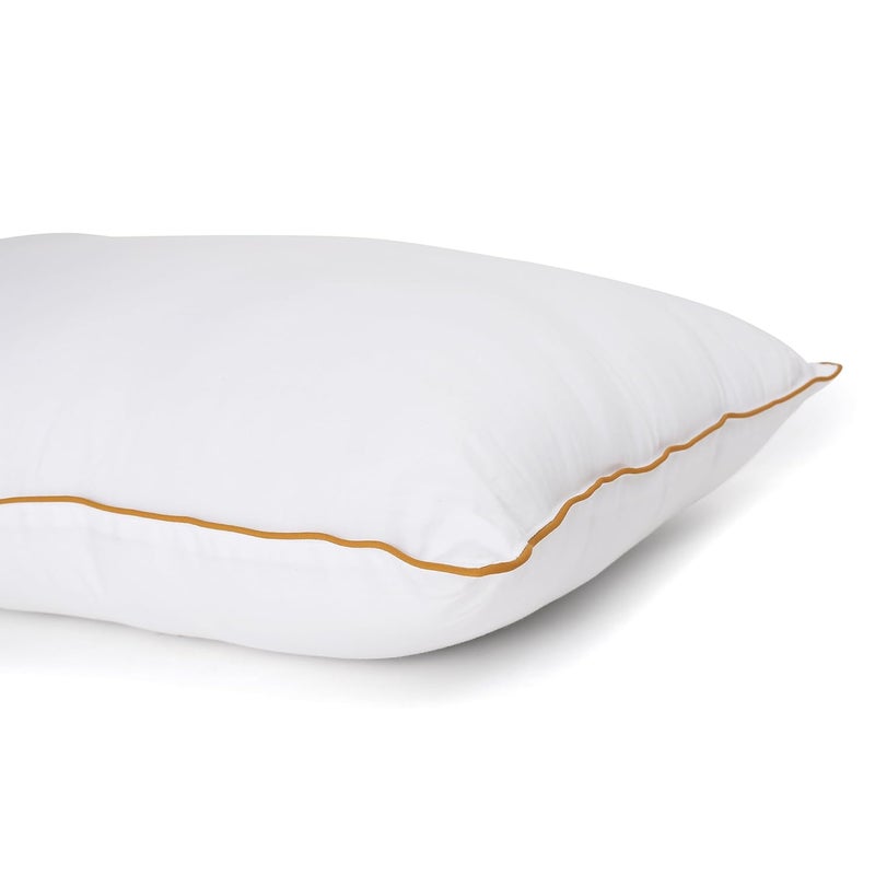 Elarra Home Bounce Pillow White Mustard Yellow Piping Size 43 cms x 68 cms 300TC Cotton Fabric Virgin Grade Fabric 750 GMS Machine Washable Set of 1 - Image 4