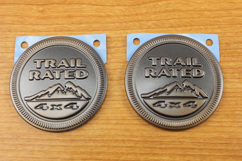 Mopar Jeep Wrangler Set Of 2 75th Anniversary Edition Trail Rated 4x4 Emblems OEM - Image 1