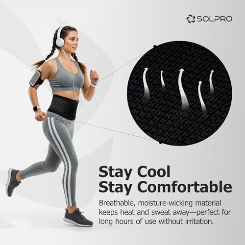 Solpro TorsoFit Waist Support for Men & Women | Joint Stabiliser for All Sports, Gym & Rehab Workouts | Joint Pain Relief for Active Lifestyle Injury Recovery & Arthritis (Black) - Image 3