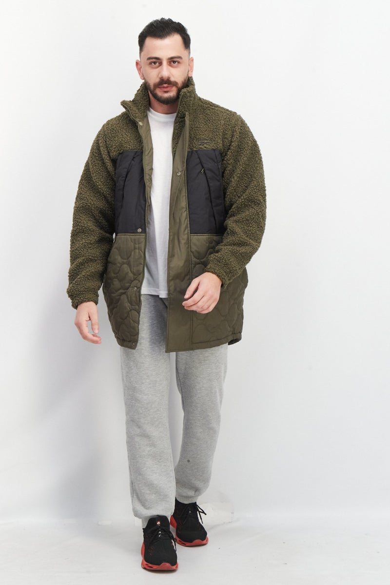 Reebok Men Sportswear Fit Long Sleeve Textures Bomber Jackets, Olive Combo - Image 4