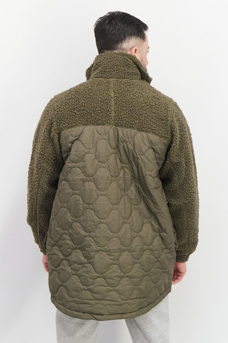 Reebok Men Sportswear Fit Long Sleeve Textures Bomber Jackets, Olive Combo - Image 2