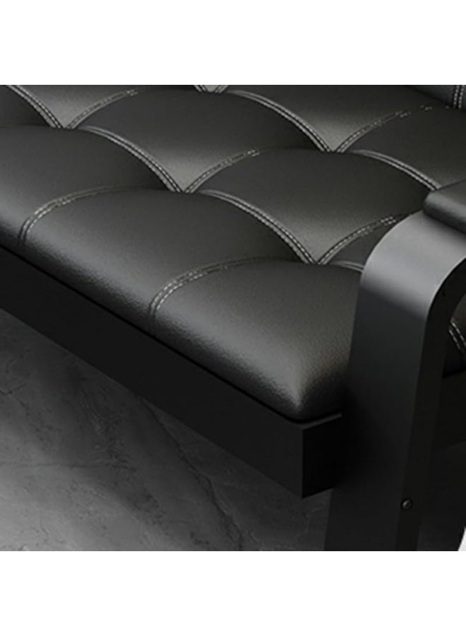 Zayn comforts Modern Black Leather Sofa With Metal Frame And Foam Seat - Image 4