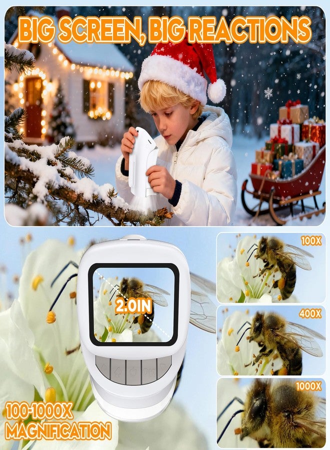 Uarzt 1000X Kids Microscope Handheld with Bug Portable Containers - Digital Microscope for Kids 8-12, STEM Toys Educational Science Kits for Kids 5-7, Ideal Birthday for Boys, Girls 2025 - Image 3