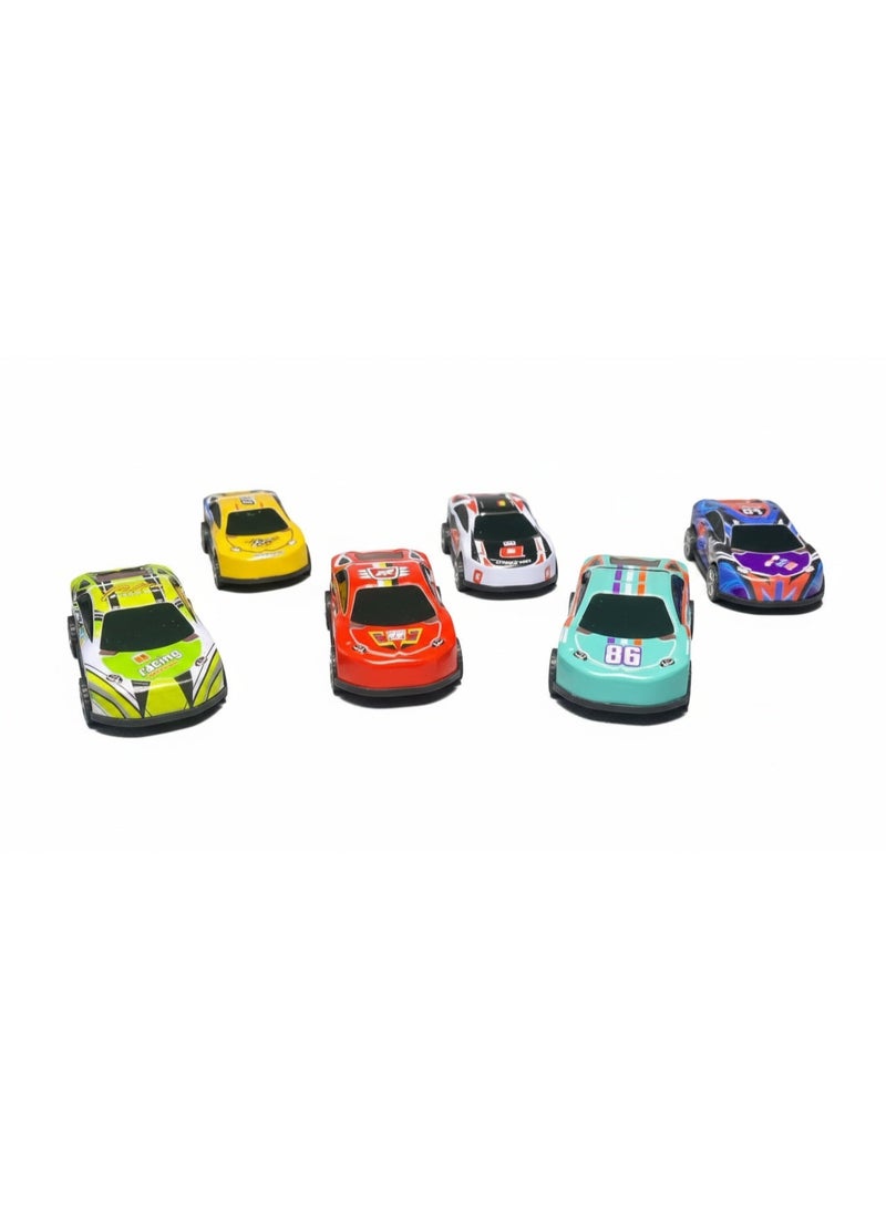 Alloy Cars 6-Piece Pull-Back Plastic Vehicles Set - 1:64 Scale Pull Back & Go Toy Cars for Kids - Image 1