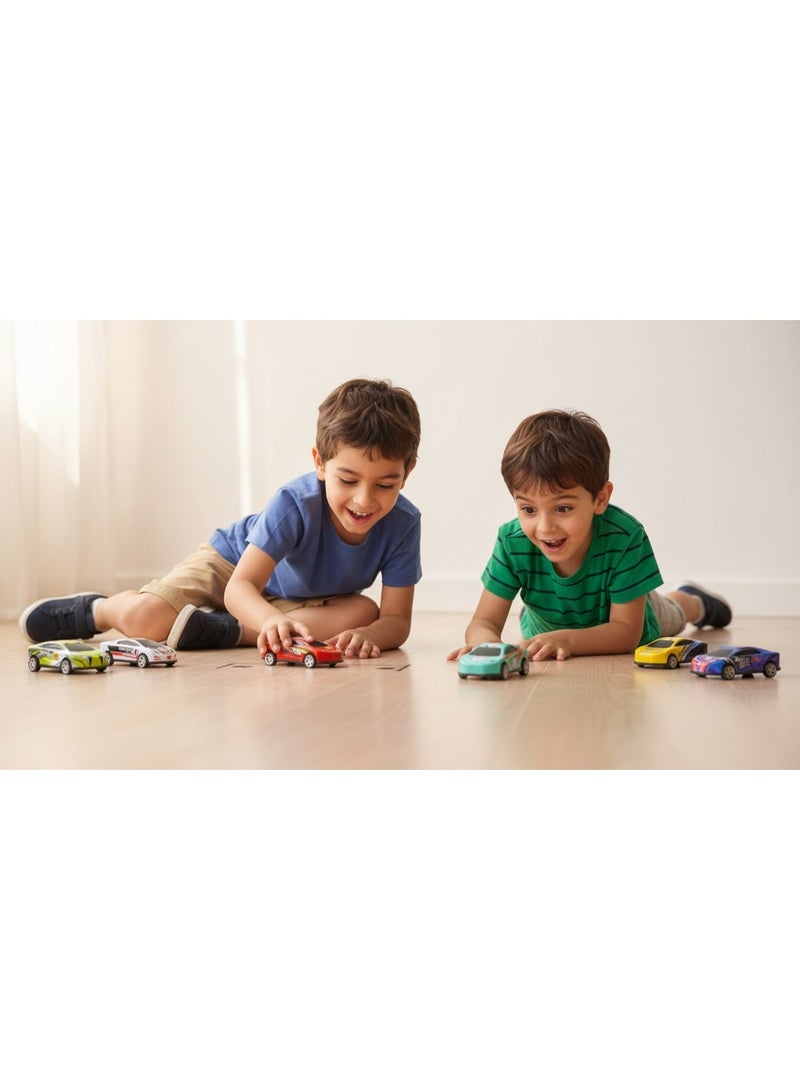 Alloy Cars 6-Piece Pull-Back Plastic Vehicles Set - 1:64 Scale Pull Back & Go Toy Cars for Kids - Image 2