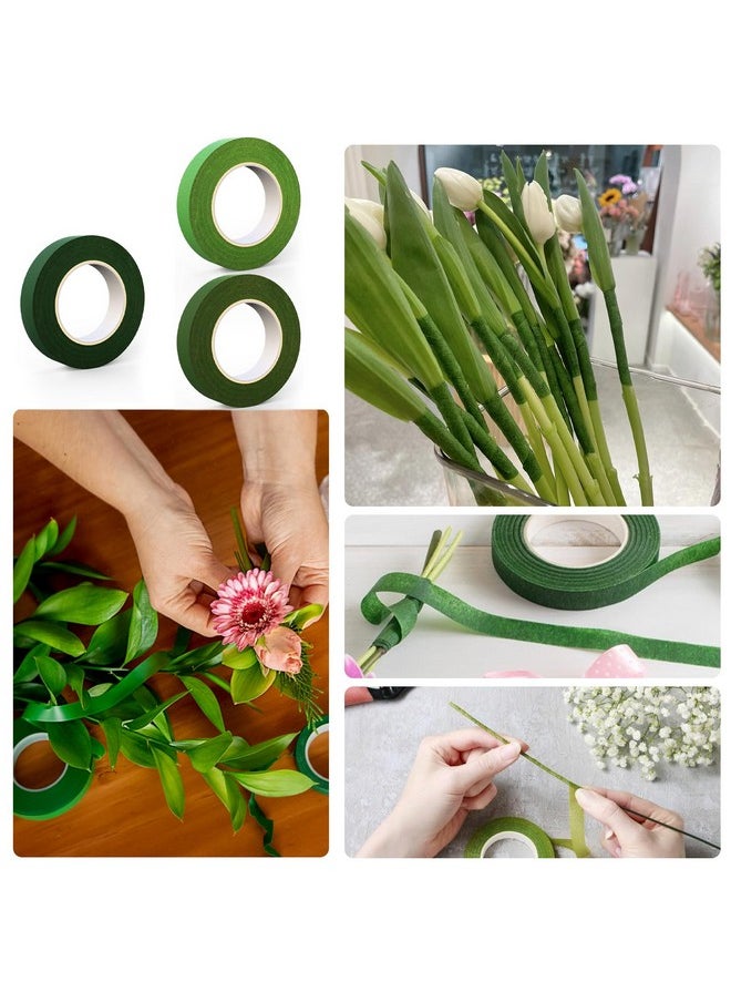 GLAMFIELDS - Floral Tape And Floral Wire,Floral Arrangement Kit With Green Flower Tape For Bouquets,Boutonniere Pin,White Ribbon, Wire Cutter For Bridal Bouquet Kit, Wreath Making Supplies - Image 1