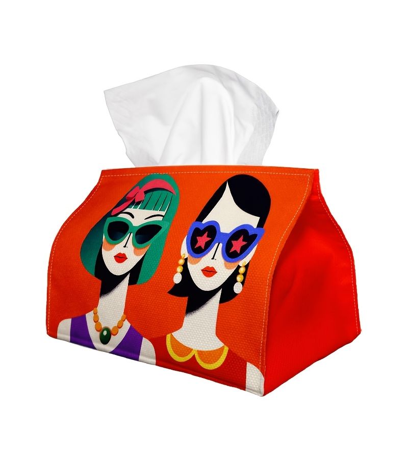 Pop Art Modern Tissue Box Holder Colorblock Portrait Polyester 4.3x5.1x7in Home Kitchen Decor - Image 3