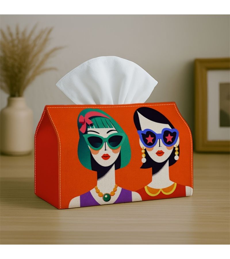 Pop Art Modern Tissue Box Holder Colorblock Portrait Polyester 4.3x5.1x7in Home Kitchen Decor - Image 5