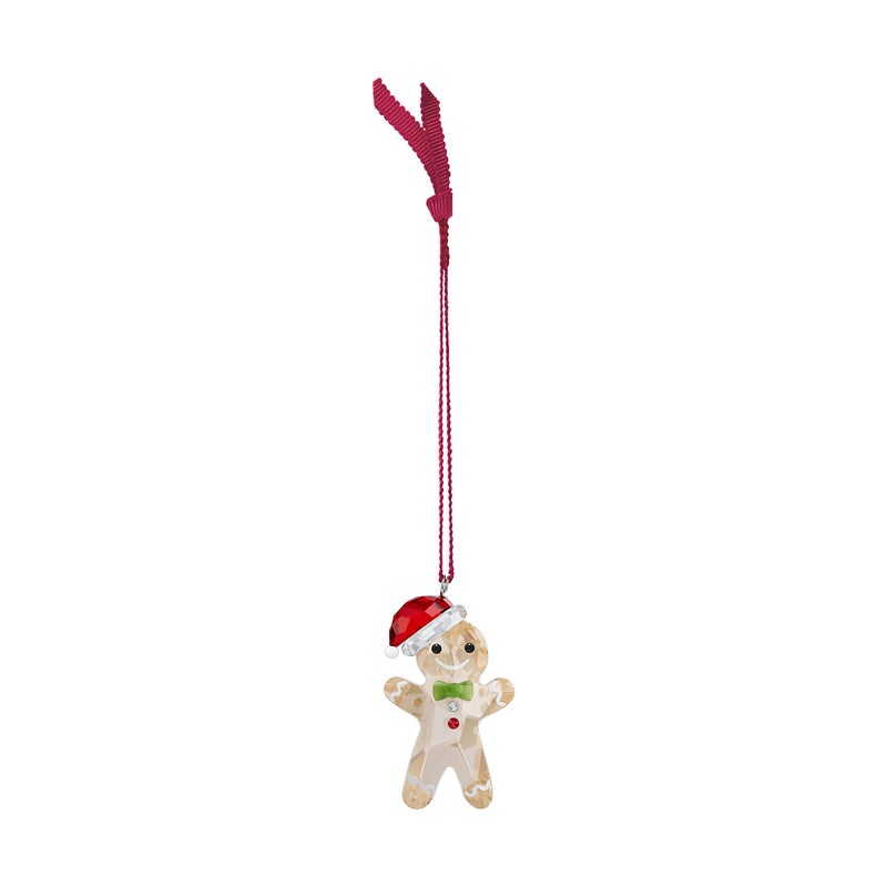 Swarovski's Holiday Cheers Gingerbread Hanging Ornament  Gold-Tone  Green and Red Crystals  Part of the Holiday Cheers Collection - Image 2