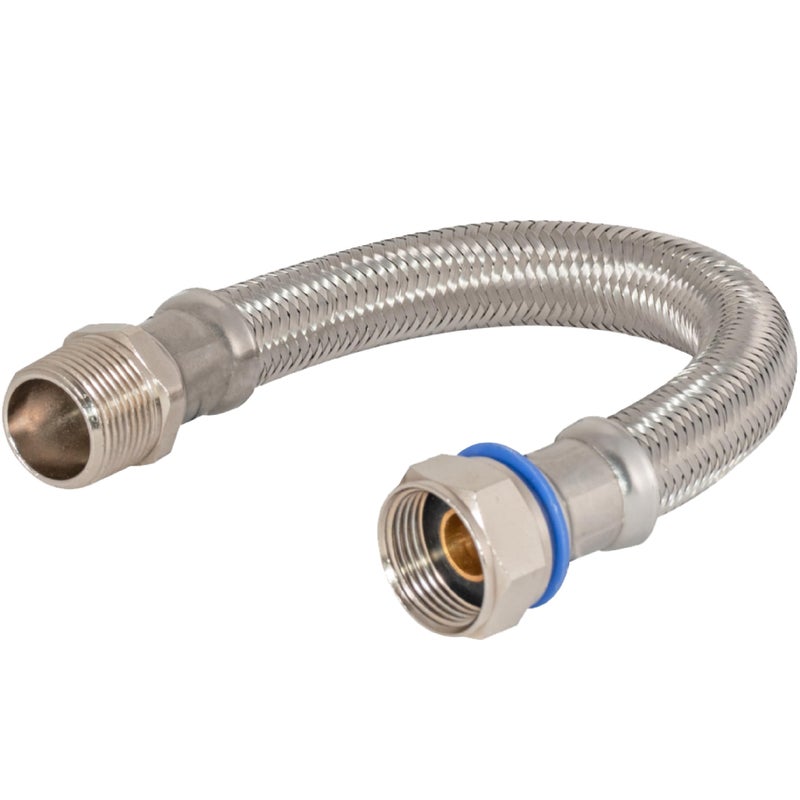 Eastman 24 Inch Steel-Flex Water Heater Connector, 3/4 Inch FIP Swivel x 3/4 Inch MIP Rigid, Flexible Braided Stainless Steel, 48255 - Image 1