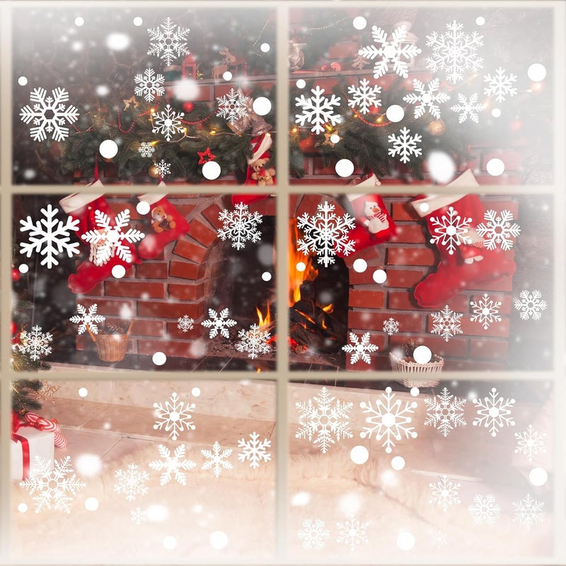 Afmivs Snowflake Window Clings for Glass Windows Snow Spray, 321PCS Christmas Window Clings Winter Xmas Holiday Window Stickers Decals Decor, 9 Sheets Christmas Decorations for Office Clearance Indoor - Image 1
