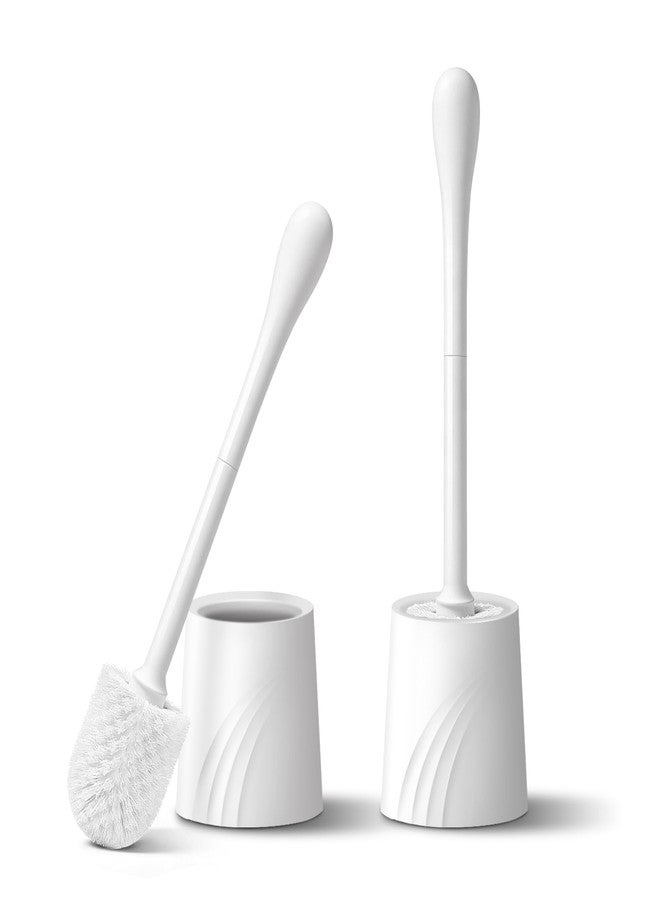 AONEZ 2 Pack Toilet Brush and Holder Set, Toilet Bowl Brush with Non-Slip Handle for Deep Cleaning, Nylon Bristles, Bathroom Accessories White - Image 1