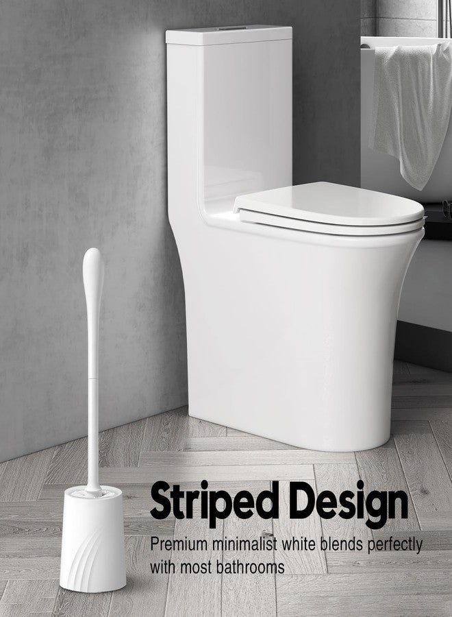 AONEZ 2 Pack Toilet Brush and Holder Set, Toilet Bowl Brush with Non-Slip Handle for Deep Cleaning, Nylon Bristles, Bathroom Accessories White - Image 2