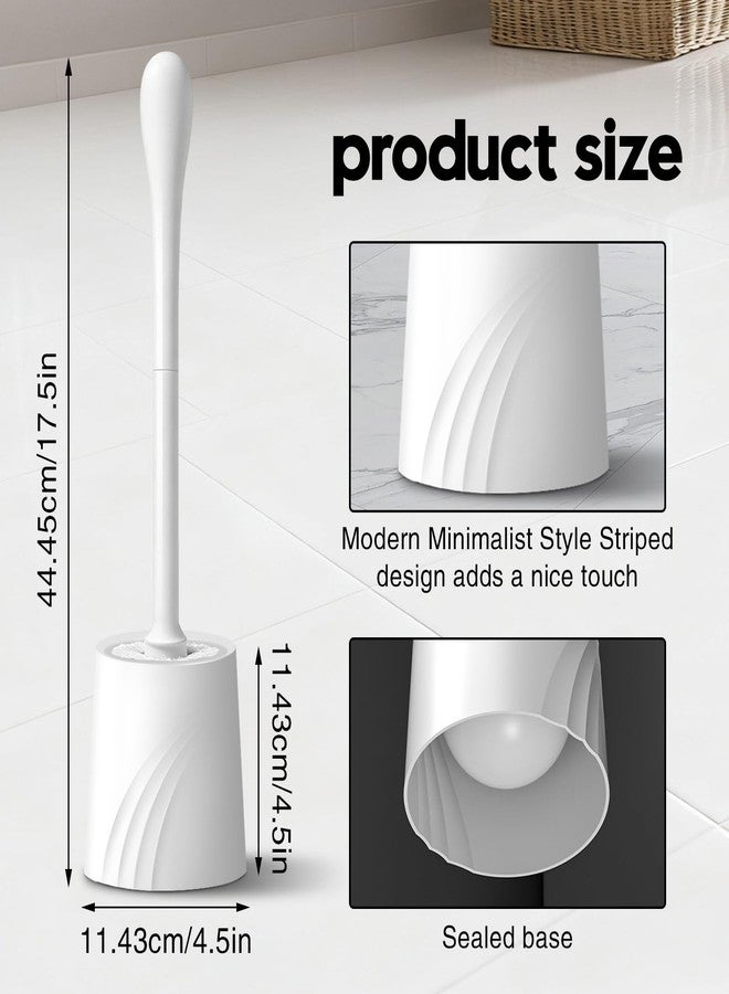 AONEZ 2 Pack Toilet Brush and Holder Set, Toilet Bowl Brush with Non-Slip Handle for Deep Cleaning, Nylon Bristles, Bathroom Accessories White - Image 3