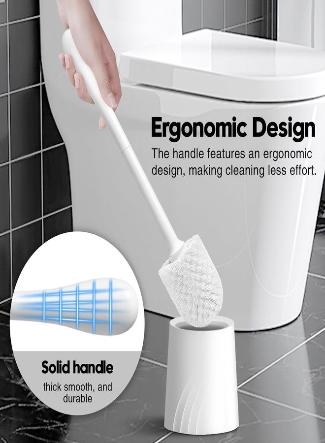 AONEZ 2 Pack Toilet Brush and Holder Set, Toilet Bowl Brush with Non-Slip Handle for Deep Cleaning, Nylon Bristles, Bathroom Accessories White - Image 5