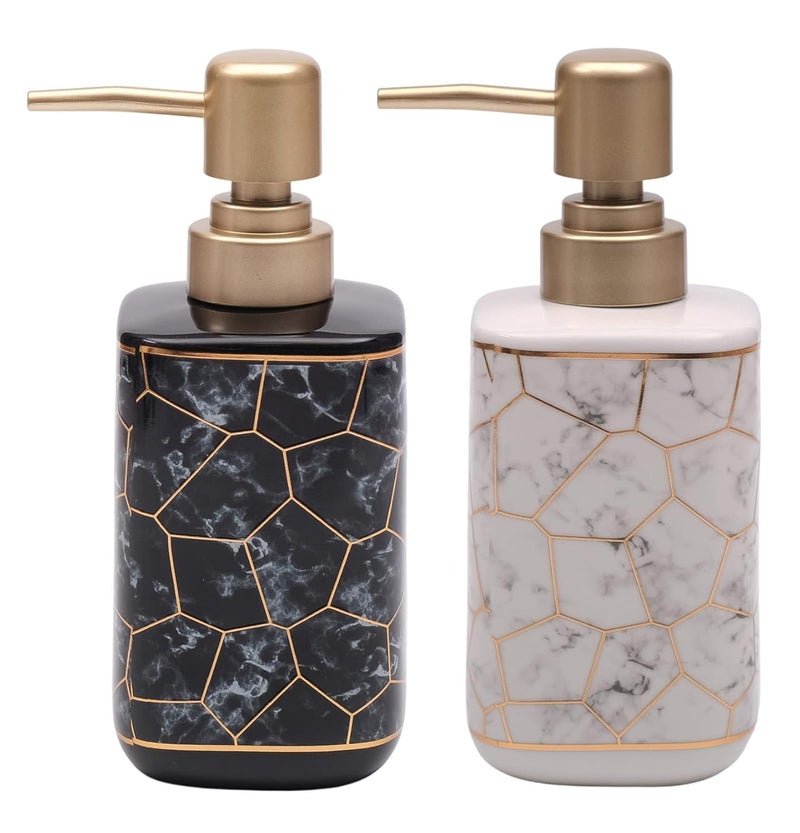 STORE 2508 Ceramic Liquid Handwash Soap Dispenser Pump For Bathroom/Kitchen - 250Ml (2 Pcs Black & White) - Image 1