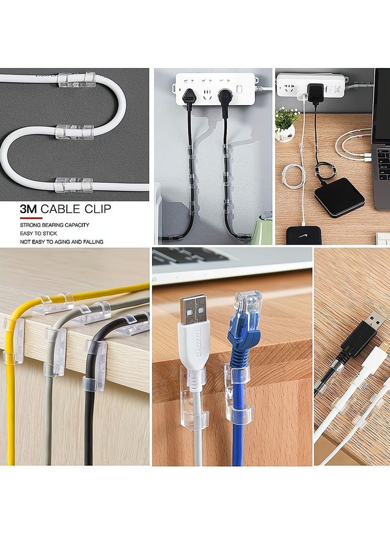 Generic Self-Adhesive Cable Clips, Cable Organizer for 6-8 MM cable, Wire Clamp Sticky Clear Cable Clip Management Organizer Drop Wire Holder for TV PC Cable Desktop Home Office, 100 Pieces, Clear  - Image 2