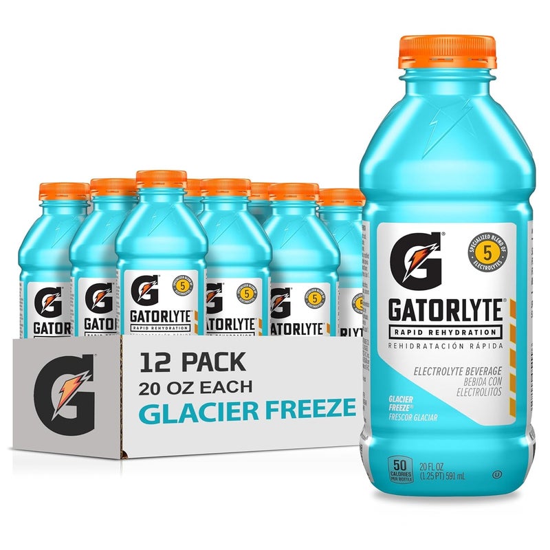 Gatorade Electrolyte Beverage, Glacier Freeze, 20 Fl Oz (Pack of 12) - Image 1