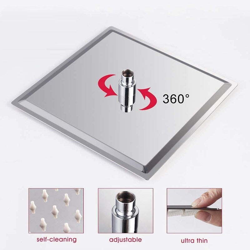 MLD MLD Super Ultra Slim 10 x 10 inch Square Stainless Steel Rain Shower Head with 229mm (9") Long SS Square Shower arm Combo,Free TAFLON TAP - Image 4