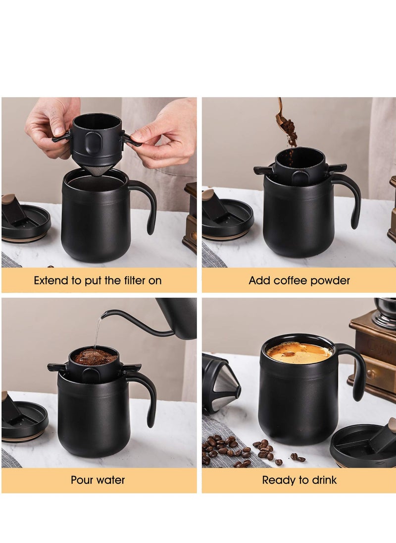 SYOSI Portable Coffee Maker Set ,Stainless Steel Mug Collapsible Pour Over Filter Enjoy Fresh Coffee Anywhere for Camping, Travel, and Office Use  - Image 5