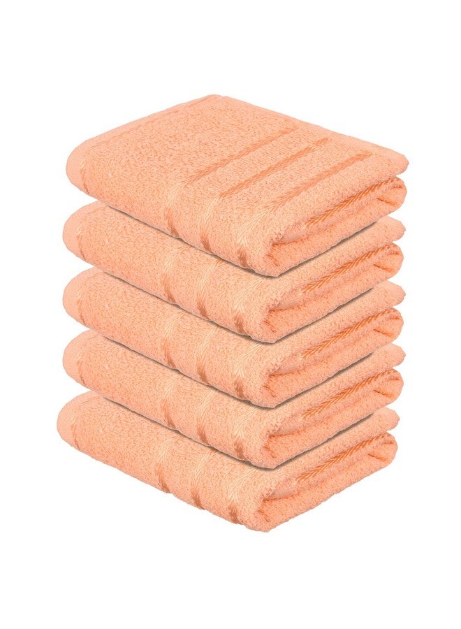 Kuber Industries Face Towel | Cotton Towels For Facewash | Towels For Daily Use | Workout Hand Towel | Lining Design | 14X21 Inch | Pack Of 5 | Peach - Image 1