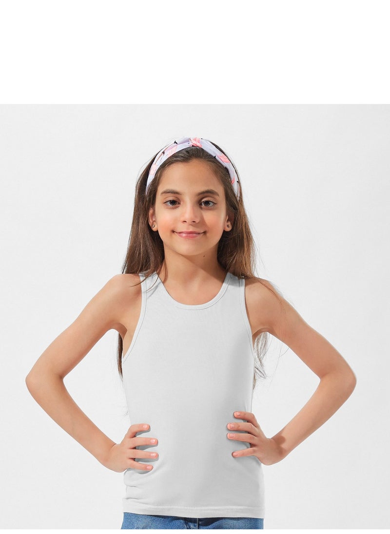 Mesery - Bundle Of Two Cotton Stretch Plain Tank Tops Girls Multicolour - Image 1