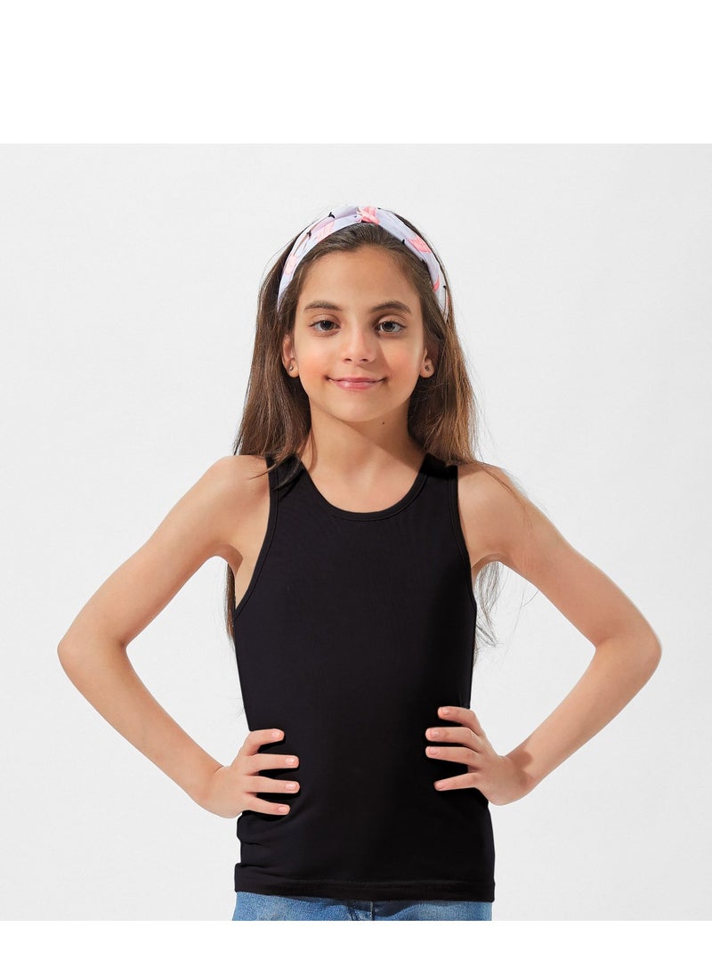 Mesery - Bundle Of Two Cotton Stretch Plain Tank Tops Girls Multicolour - Image 1