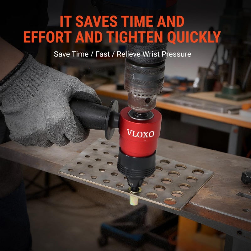 VLOXO Rivet Nut Drill Adapter for Electric Drill, Upgraded Rivet Gun Kit with 13 Different Iron Heads and 245Pcs Rivnuts Professional Rivet Nut Tool Kits Include Case - Image 2